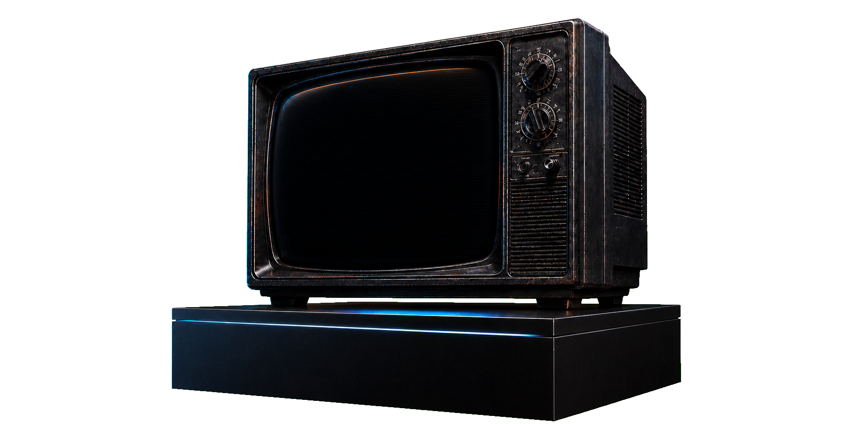 Vintage television on a modern pedestal